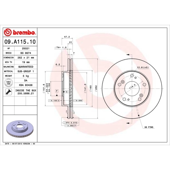 09.A115.10 - Brake Disc 