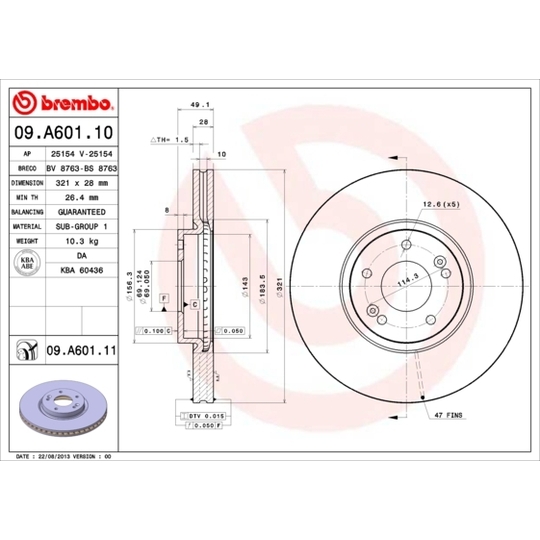 09.A601.10 - Brake Disc 