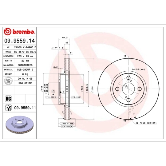 09.9559.14 - Brake Disc 