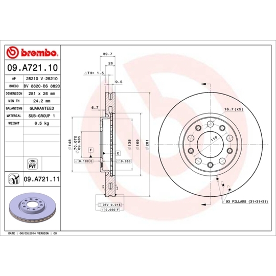 09.A721.10 - Brake Disc 