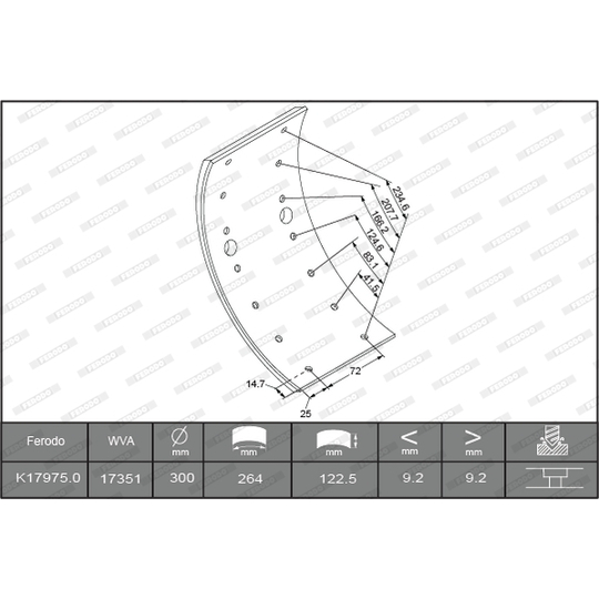 K17975.0-F3549 - Bromsbelägg, sats, trumbroms 