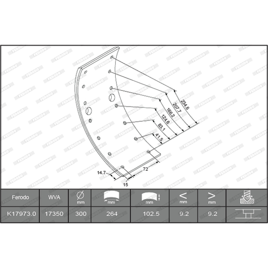 K17973.0-F3658 - Brake Lining Kit, drum brake 