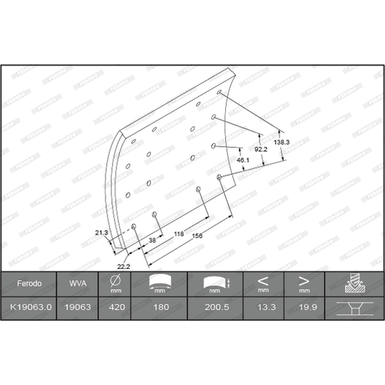 K19063.0-F3658 - Brake Lining Kit, drum brake 