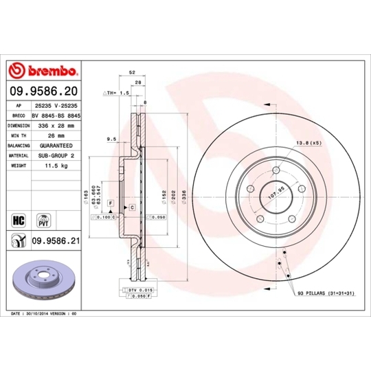 09.9586.21 - Brake Disc 