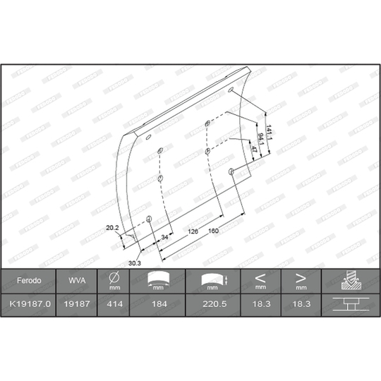 K19187.0-F3658 - Brake Lining Kit, drum brake 