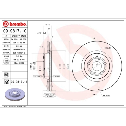 09.9817.11 - Brake Disc 