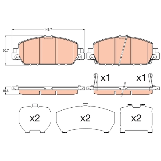 GDB3615 - Piduriklotsi komplekt, ketaspidur 