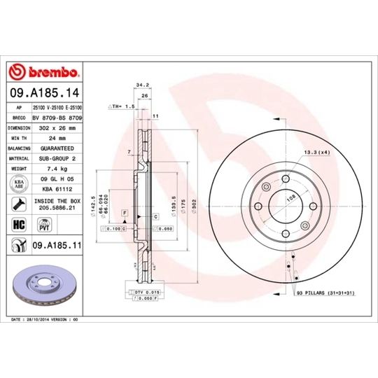 09.A185.11 - Brake Disc 