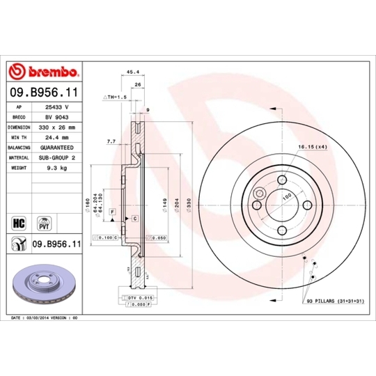 09.B956.11 - Brake Disc 