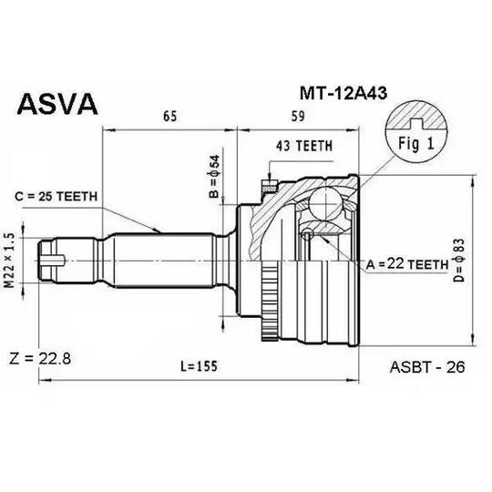 MT-12A43 - Ledsats, drivaxel 