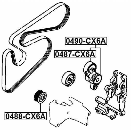 0487-CX6A - Tensioner Pulley, v-ribbed belt 