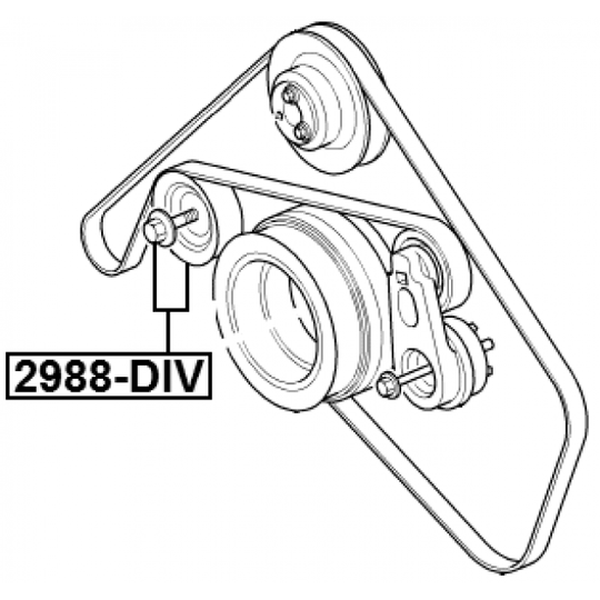 2988-DIV - Deflection/Guide Pulley, v-ribbed belt 