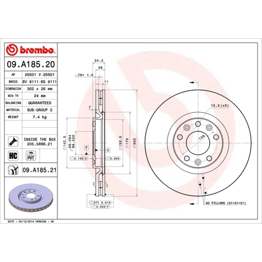 09.A185.20 - Brake Disc 