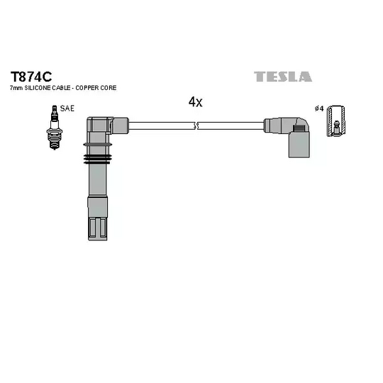 T874C - Tändkabelsats 