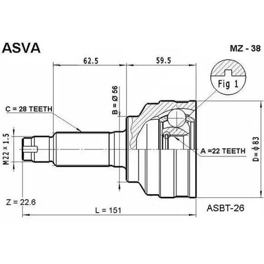 MZ-38 - Joint Kit, drive shaft 