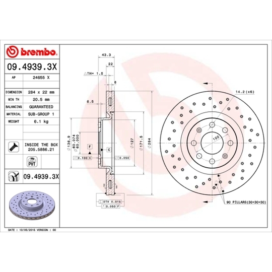 09.4939.3X - Brake Disc 