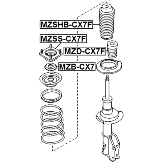 MZB-CX7 - Anti-Friction Bearing, suspension strut support mounting 