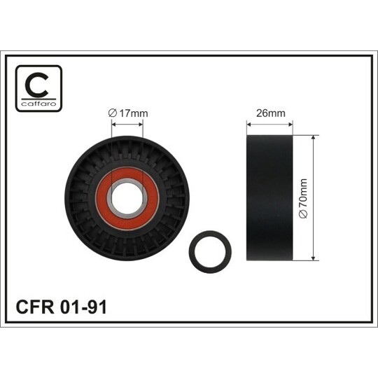 01-91 - Tensioner Pulley, v-ribbed belt 