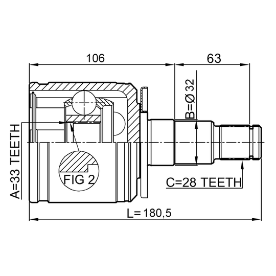 0411-KB4LH - Joint, drive shaft 