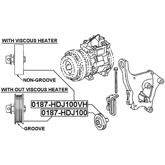 0187-HDJ100 - Tensioner Pulley, v-ribbed belt 