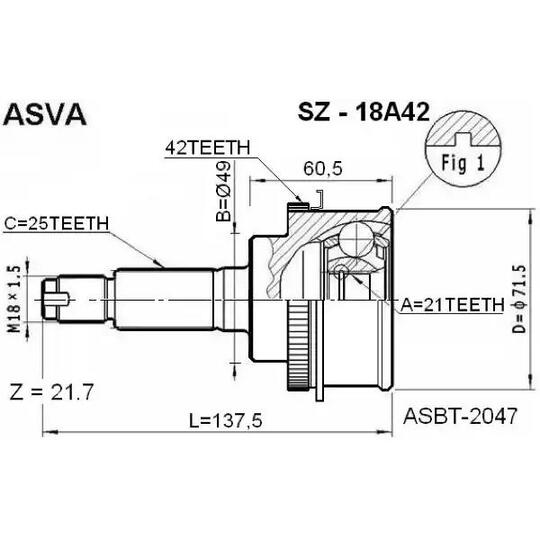 SZ-18A42 - Ledsats, drivaxel 