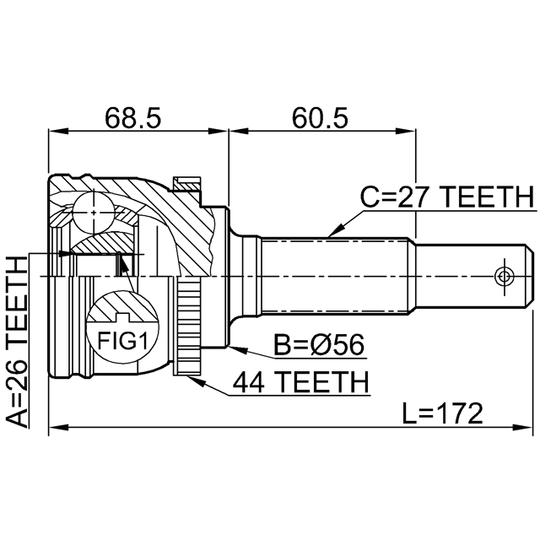 0210-P12YDA44 - Joint, drive shaft 