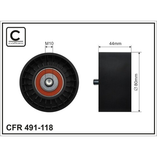 491-118 - Tensioner Pulley, v-ribbed belt 