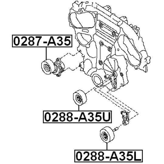 0288-A35L - Styrrulle, flerspårsrem 