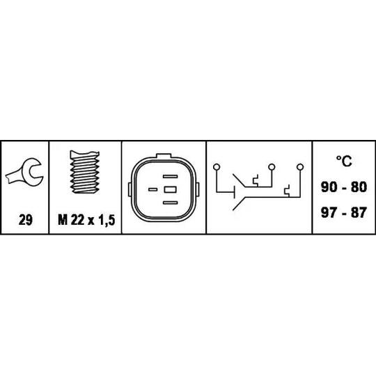 6ZT 007 837-051 - Temperature Switch, radiator fan 