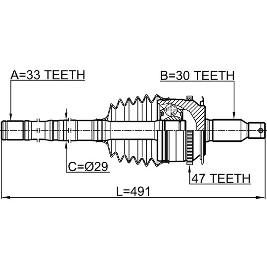 0414-KB4A47R - Joint, drive shaft 