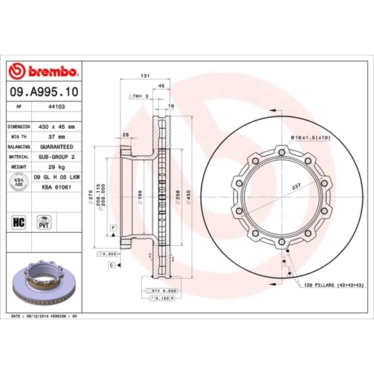 09.A995.10 - Brake Disc 