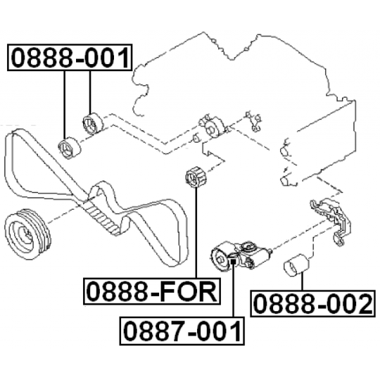 0888-002 - Deflection/Guide Pulley, timing belt 