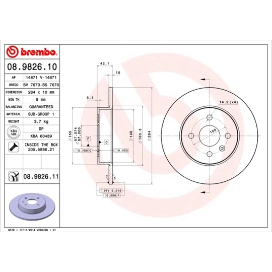 08.9826.11 - Brake Disc 