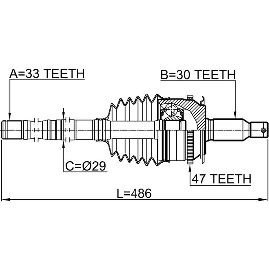 0414-KB4A47L - Joint, drive shaft 