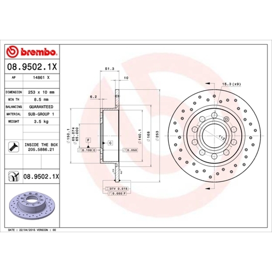 08.9502.1X - Bromsskiva 