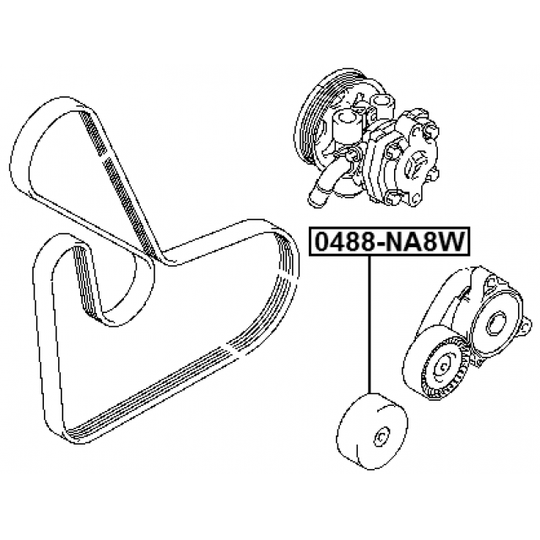 0488-NA8W - Deflection/Guide Pulley, v-ribbed belt 