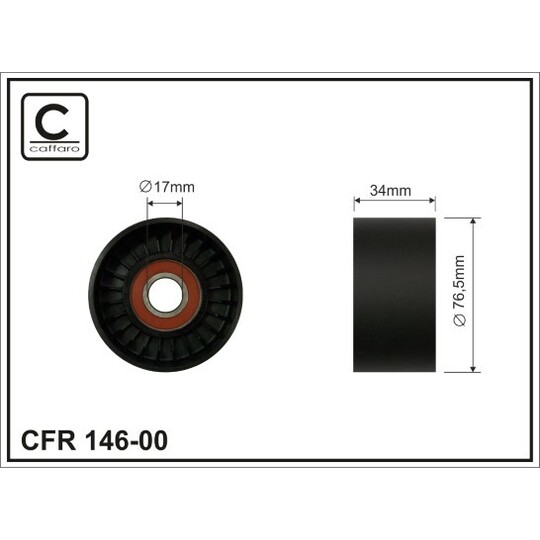 146-00 - Deflection/Guide Pulley, v-ribbed belt 