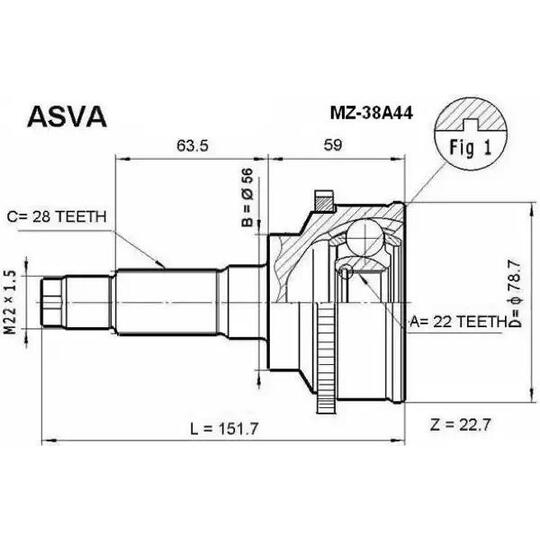 MZ-38A44 - Joint Kit, drive shaft 