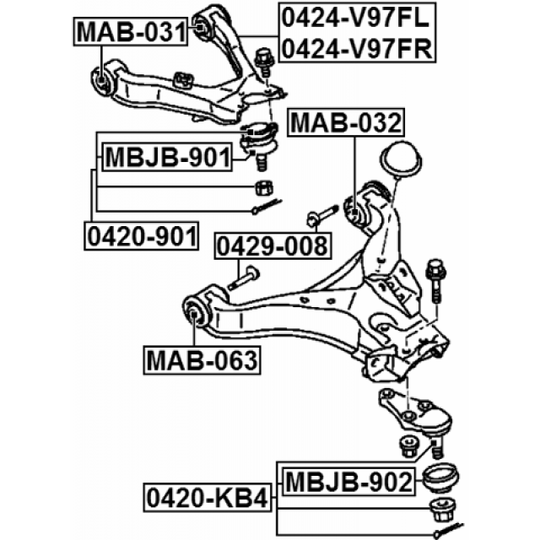 MAB-032 - Control Arm-/Trailing Arm Bush 