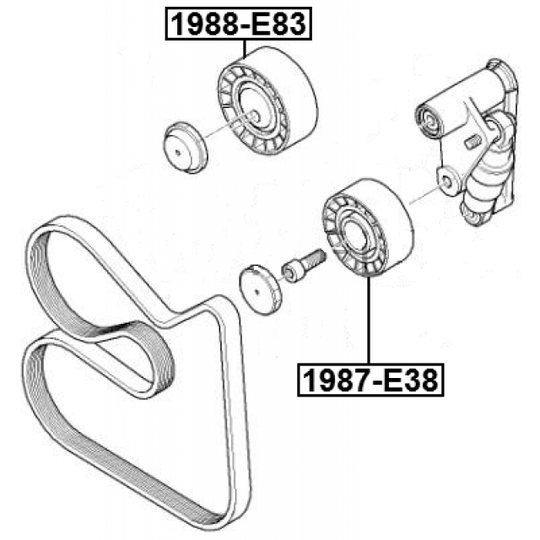 1988-E83 - Deflection/Guide Pulley, v-ribbed belt 