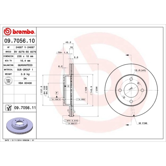 09.7056.11 - Brake Disc 