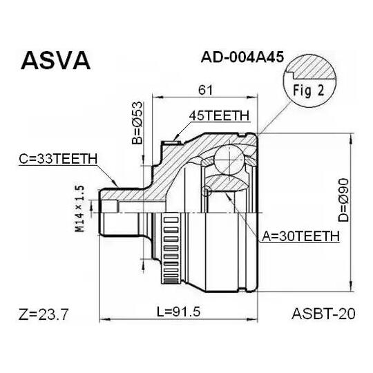 AD-004A45 - Ledsats, drivaxel 