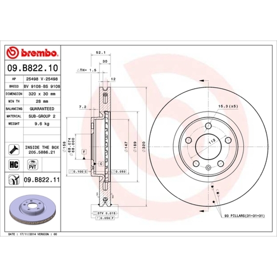 09.B822.11 - Brake Disc 