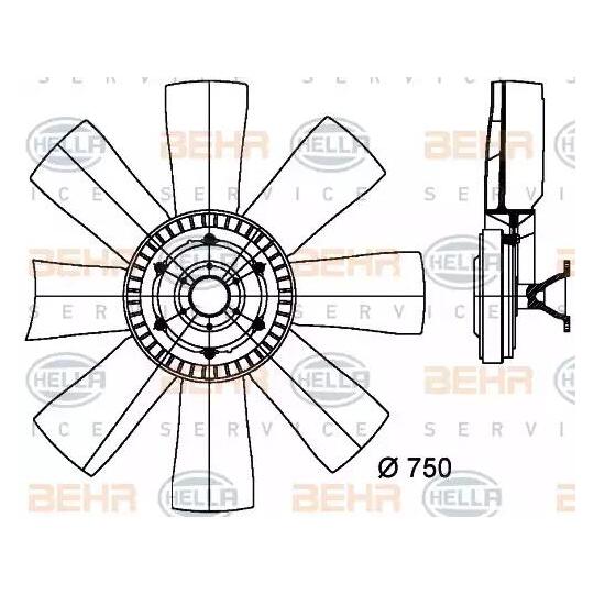8MV 376 727-151 - Ventilaator, mootorijahutus 