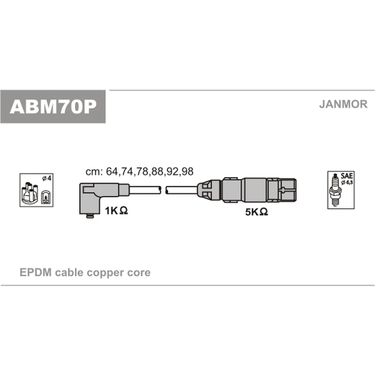 ABM70P - Tändkabelsats 