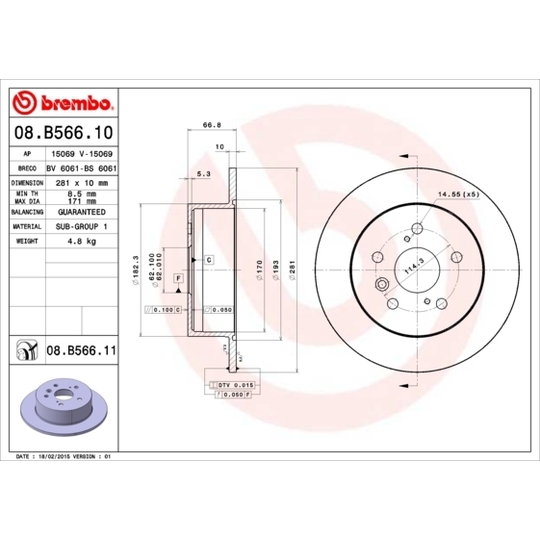 08.B566.11 - Brake Disc 