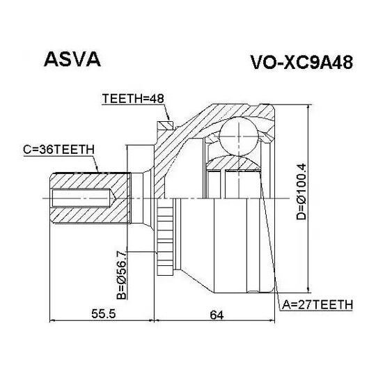 VO-XC9A48 - Ledsats, drivaxel 