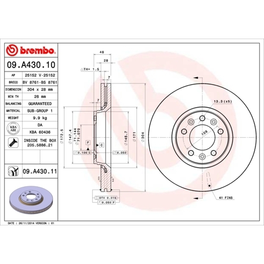 09.A430.11 - Brake Disc 