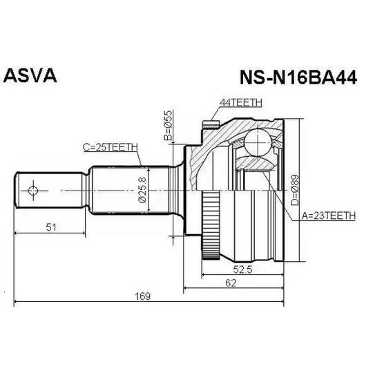 NS-N16BA44 - Joint Kit, drive shaft 