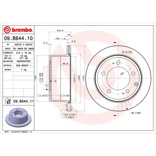 09.B644.10 - Brake Disc 